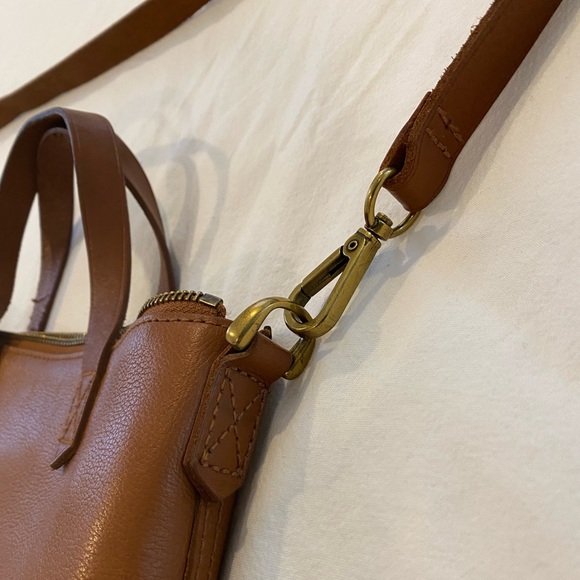 EUC Madewell Zip-Top Transport Crossbody English saddle tote - Picture 7 of 11